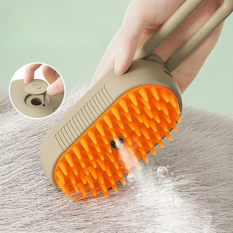 3-in-1 Steam Spray Pet Grooming Brush | Massage, Deshed & Clean for Cats & Dogs