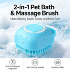 2-in-1 Pet Bath & Massage Brush – Silicone Grooming Tool with Shampoo Dispenser for Dogs & Cats