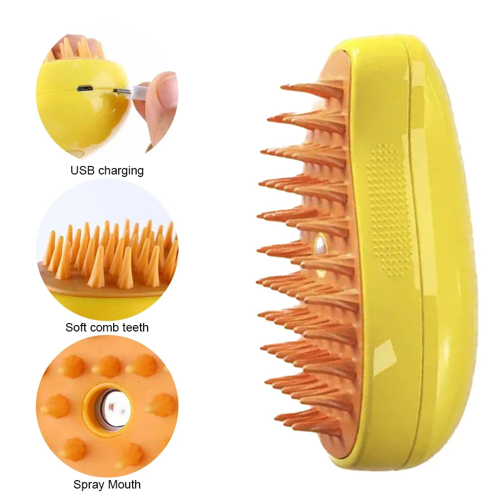 3-in-1 Steam Spray Pet Grooming Brush | Massage, Deshed & Clean for Cats & Dogs