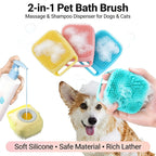 2-in-1 Pet Bath & Massage Brush – Silicone Grooming Tool with Shampoo Dispenser for Dogs & Cats