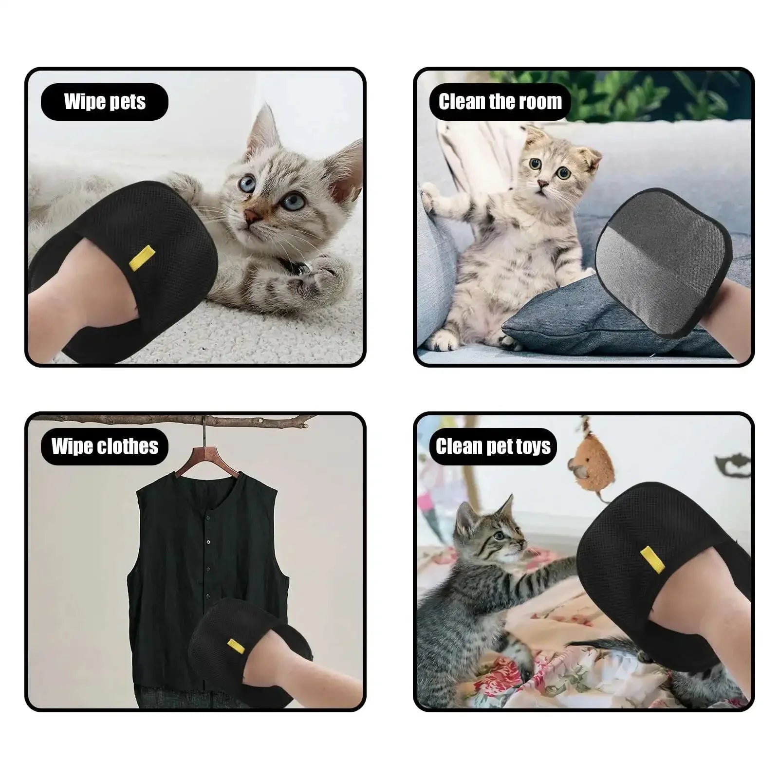 Pet Hair Removal Gloves – Double-Sided Grooming & Lint Cleaner for Cats & Dogs