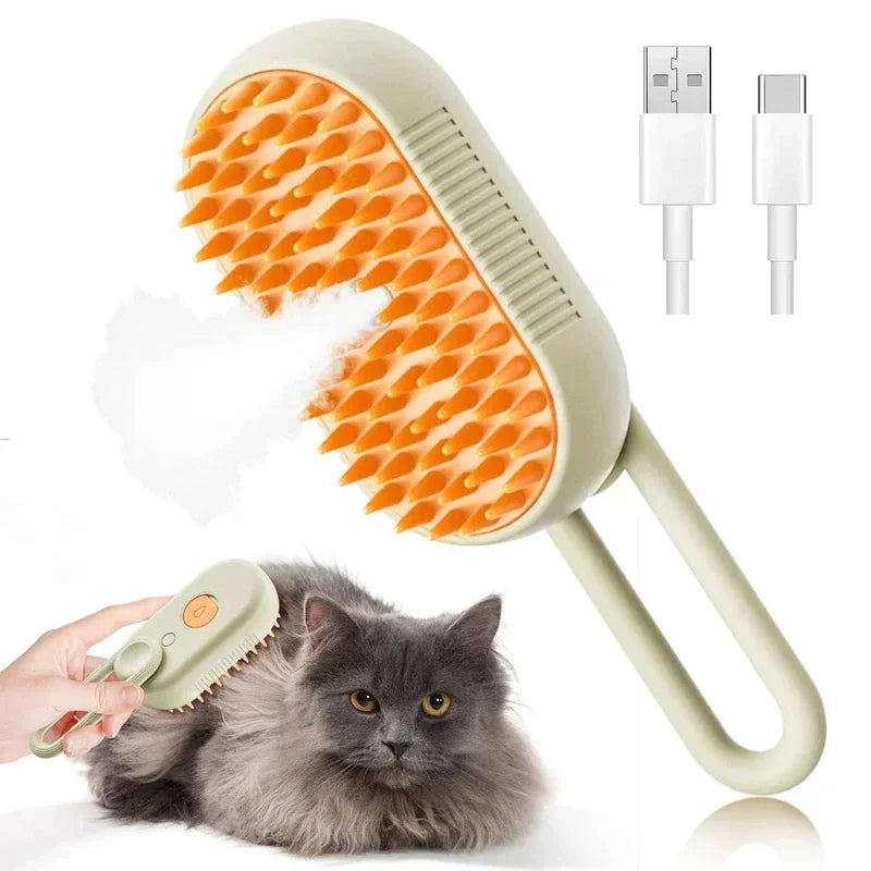 Steam Spray Pet Grooming Comb | Self-Cleaning Hair Remover Brush for Cats & Dogs