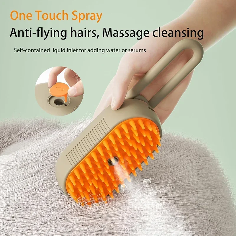 Steam Spray Pet Grooming Comb | Self-Cleaning Hair Remover Brush for Cats & Dogs