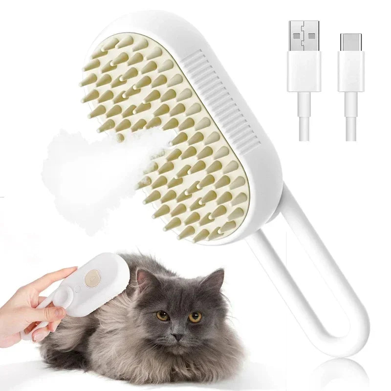 Steam Spray Pet Grooming Comb | Self-Cleaning Hair Remover Brush for Cats & Dogs