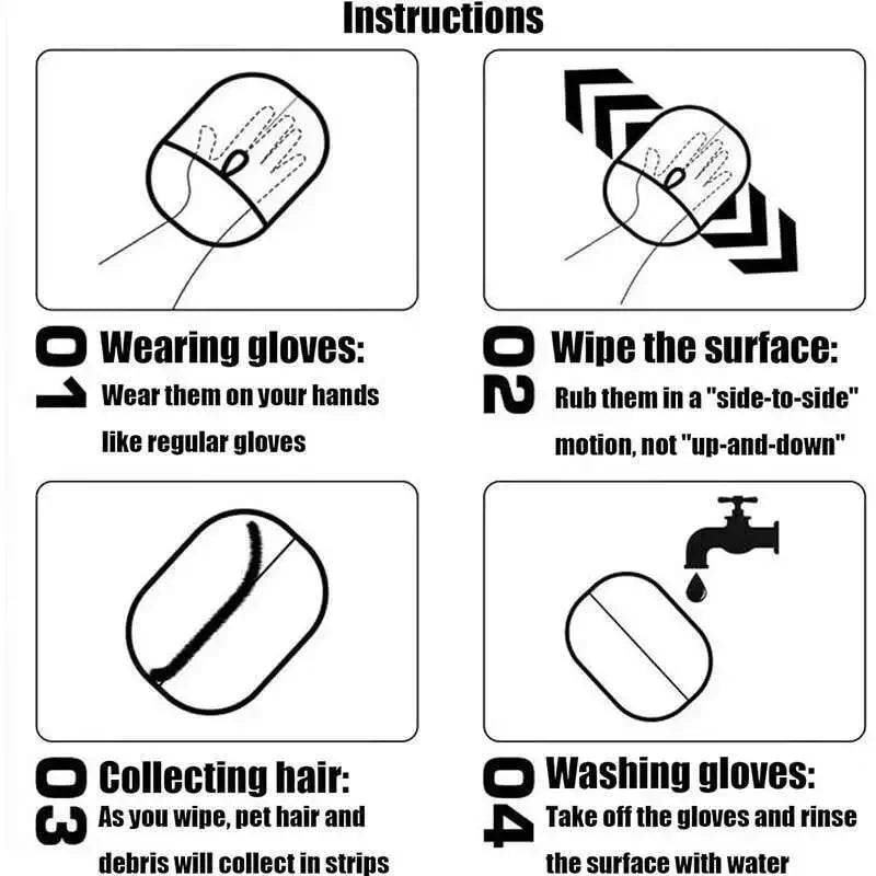 Pet Hair Removal Gloves – Double-Sided Grooming & Lint Cleaner for Cats & Dogs