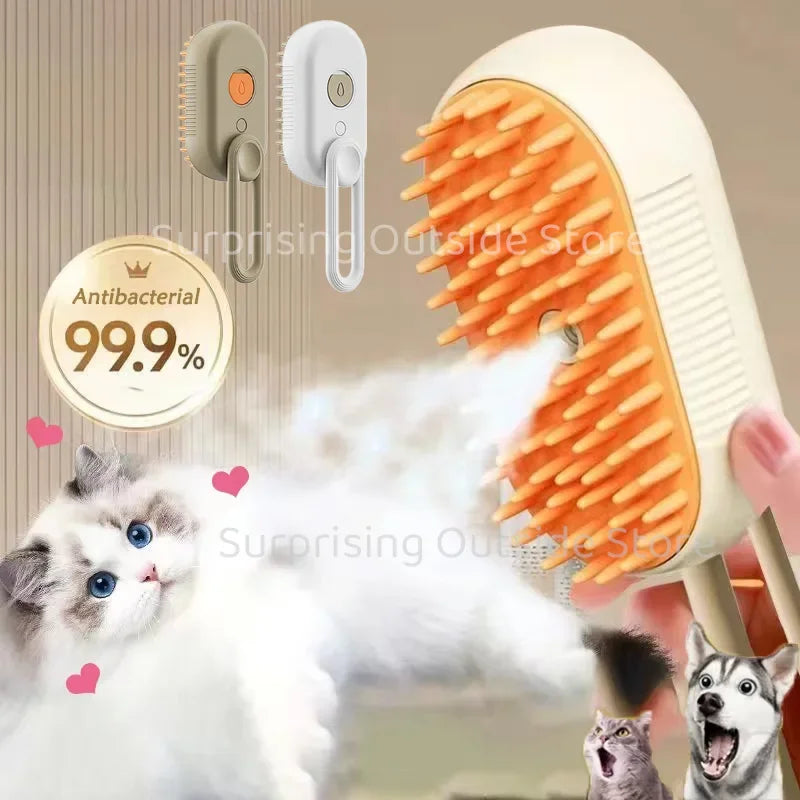 3-in-1 Steam Spray Pet Grooming Brush | Massage, Deshed & Clean for Cats & Dogs