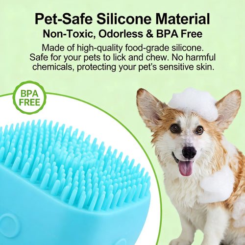 2-in-1 Pet Bath & Massage Brush – Silicone Grooming Tool with Shampoo Dispenser for Dogs & Cats