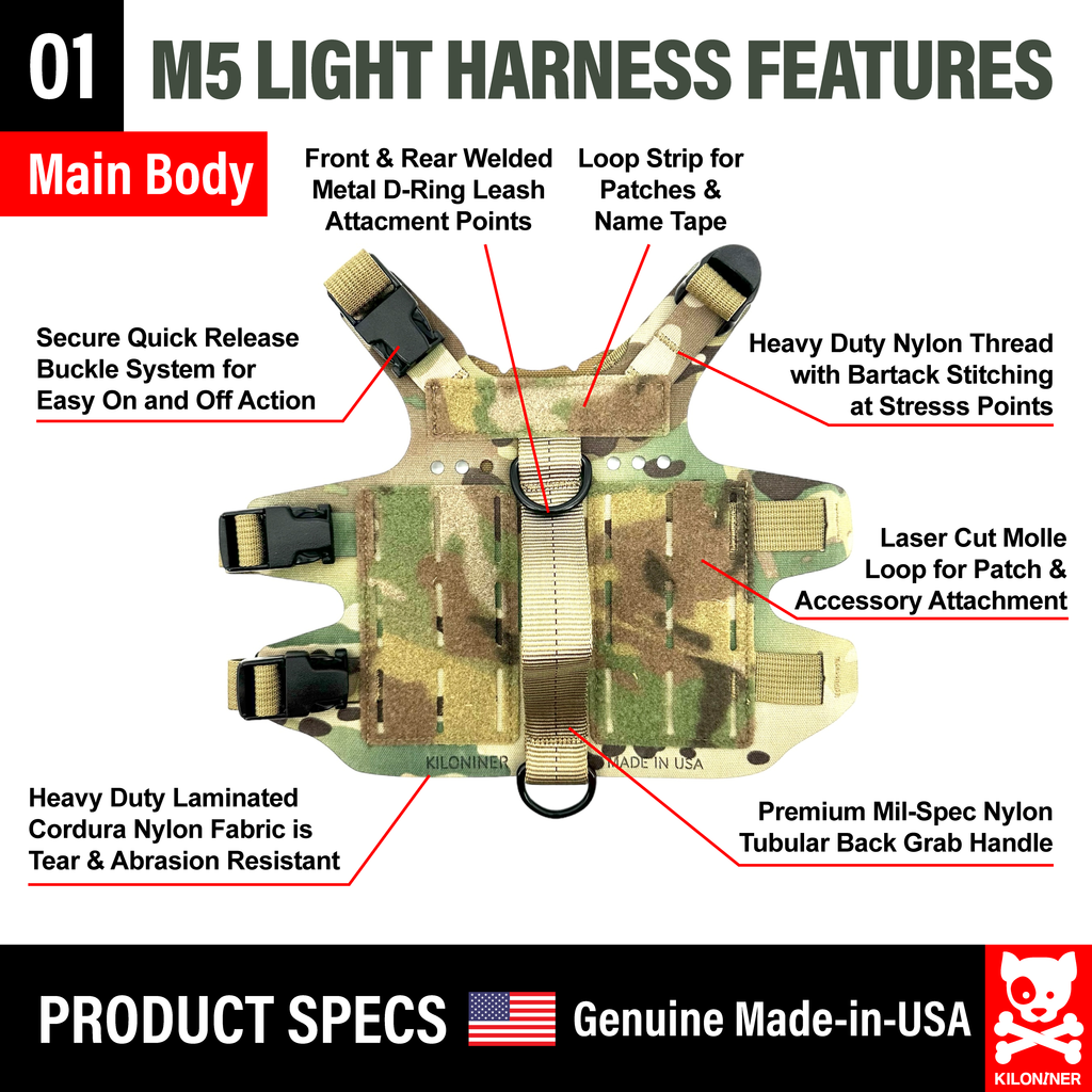 K9R M5 MOLLE Tactical Light Vest for Dogs