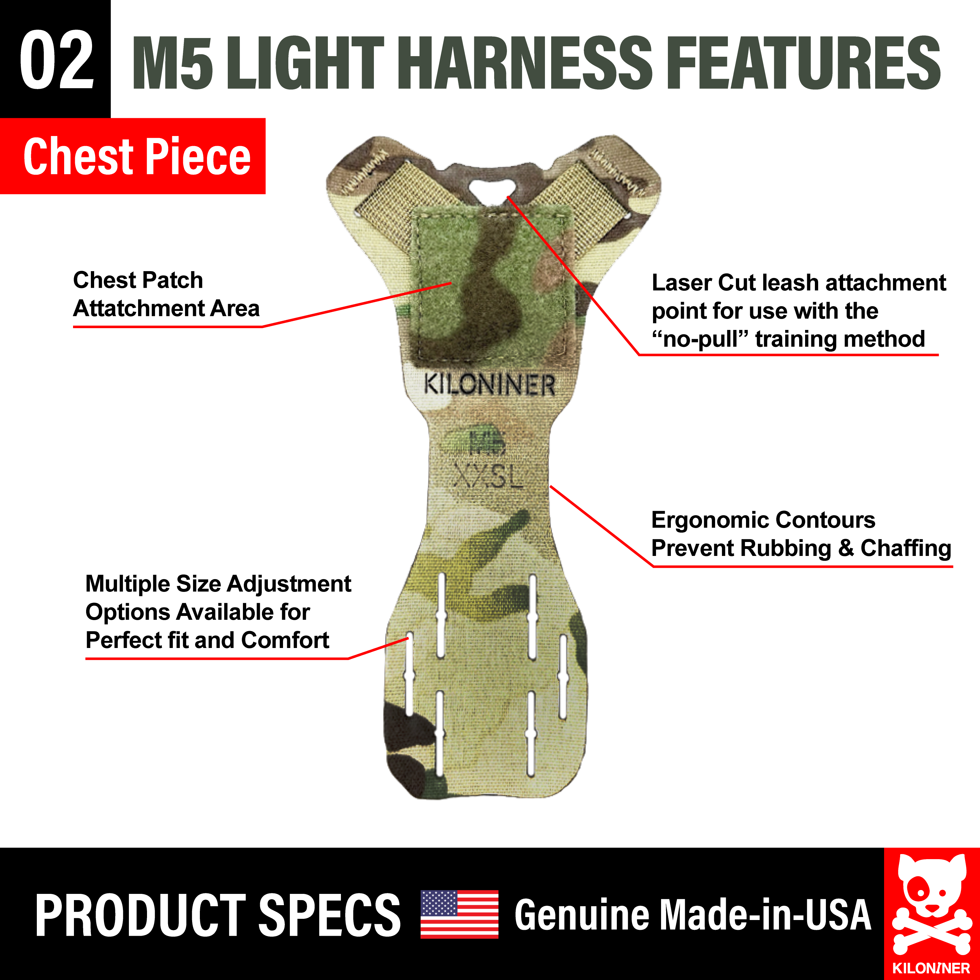 K9R M5 MOLLE Tactical Light Vest for Dogs