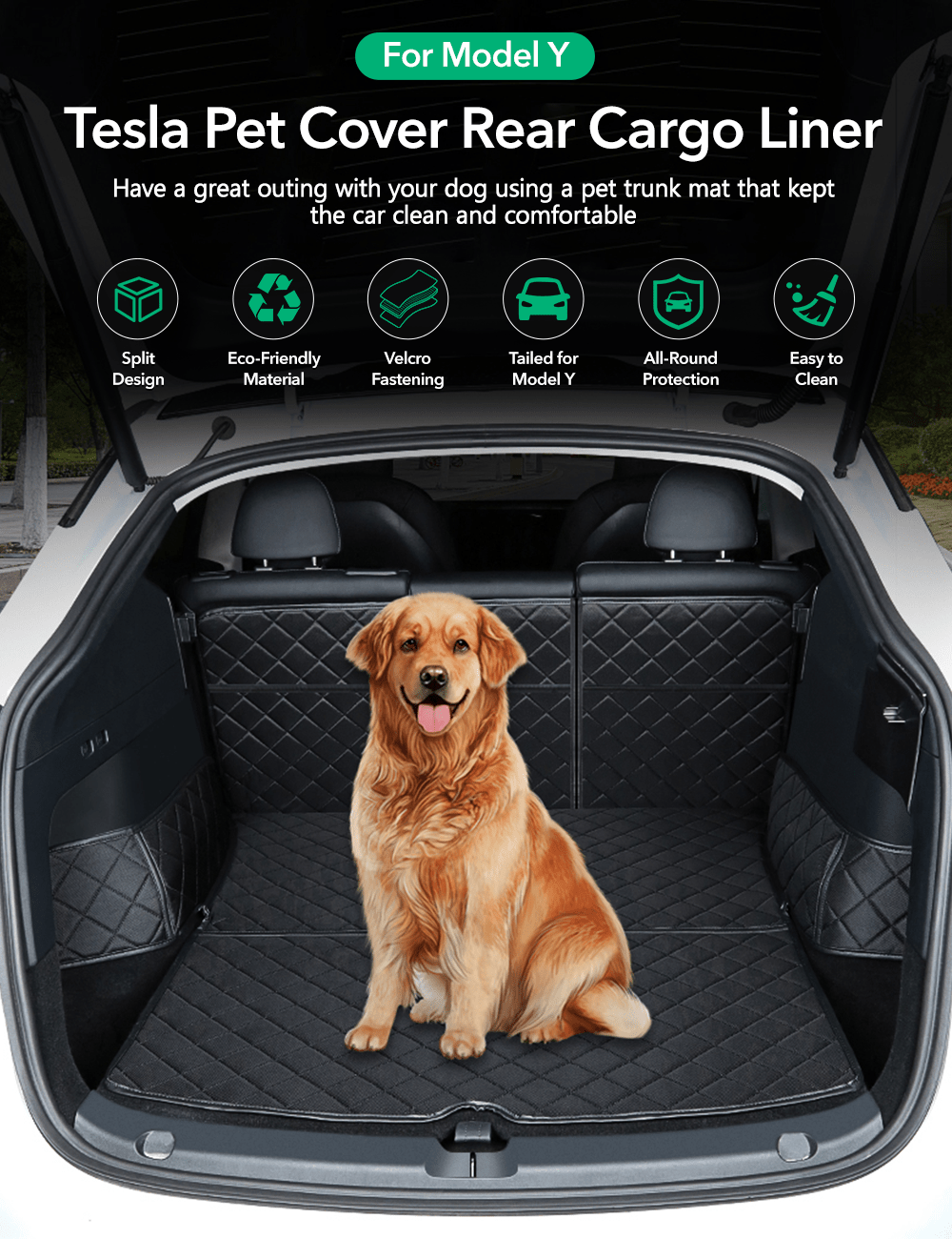 Waterproof Car Trunk Mat Dog Cover for Tesla Model Y